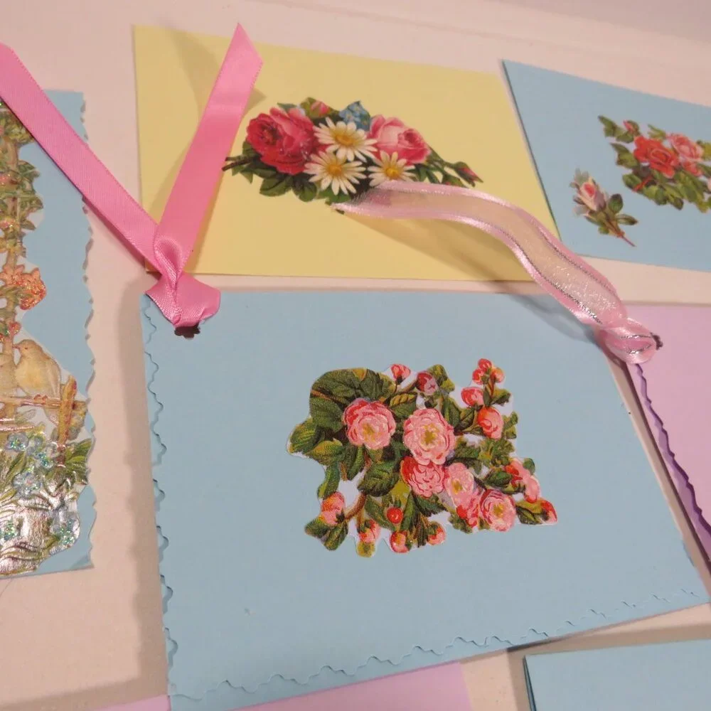 Victorian Gift Tags Cardstock with some embossed images & glitter paint accents